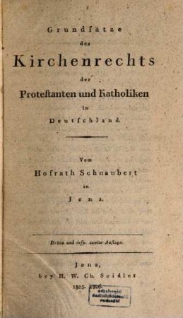 Grundsätze des Kirchenrechts der Protestanten und Katholiken in Deutschland