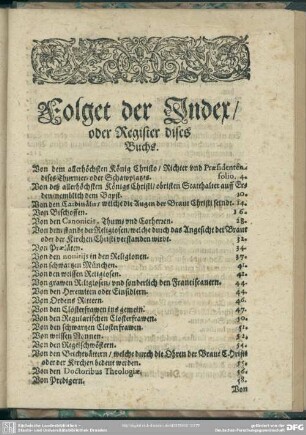 Folget der Index, oder Register dises Buchs