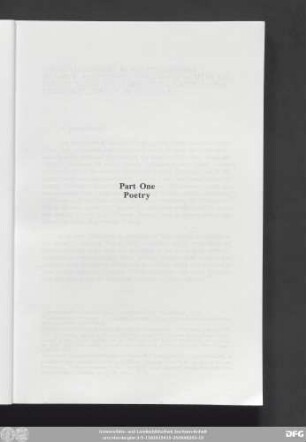 Part One Poetry