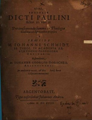 Exēgēsis Dicti Paulini Actor. 20. vers. 28.