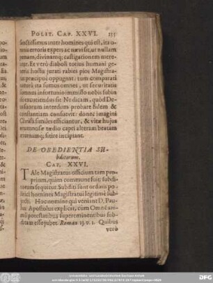 De Obedientia Subditorum. Cap. XXVI.