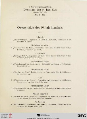 I. Versteigerungstag (Nr. 1-326)