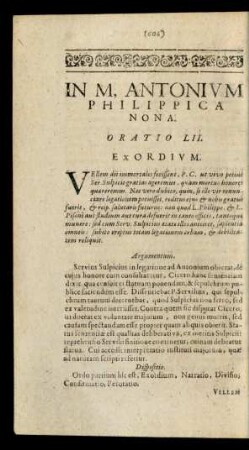In M. Antonium Philippica Nona. Oratio LII.
