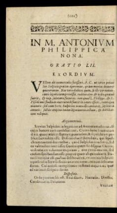 In M. Antonium Philippica Nona. Oratio LII.