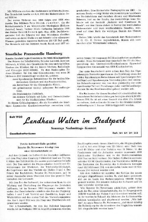 Zweite Luftwerft-Halle gerichtet Senator Dr. Nevermann kündigt Bau einer Lärmschutzhalle an