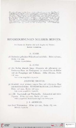 Handzeichnungen neuerer Meister (Nr. 96 - 279)