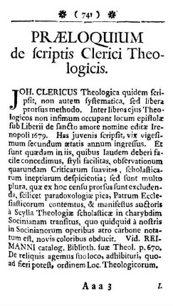 Præloquium de Scriptis Clerici Theologicis.