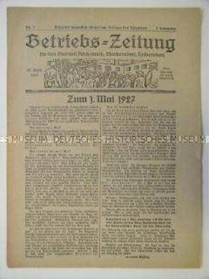Kommunlaes Mitteilungsblatt der KPD Chemnitz "Betriebs-Zeitung" zum 1. Mai