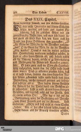 Das XXIX. Capitel. Seine freywillige Armuth, und sein Gelübde hierüber.