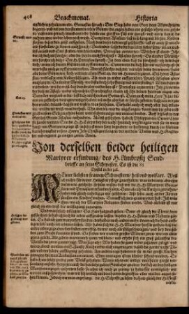 Von derselben beider heiligen Martyrer erfindung/ ...
