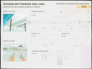 Unterquerung der Potsdamer Straße, Berlin Schinkelwettbewerb 2002: Perspektivische Ansichten (Modellsimulation), Detailschnitte 1:50, 1:20
