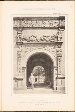 Fürstenhof, Wismar: Ansicht Innenportal (aus: Denkmäler Deutscher Renaissance, hrsg. v. K.E.O. Fritsch, 4.Bd., 1891)