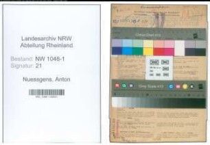 Entnazifizierung Anton Nuessgens , geb. 31.05.1909 (Landwirtschaftsrat)
