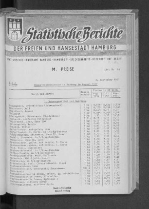 Einzelhandelspreise in Hamburg im August 1957 : Lfd. Nr. 24