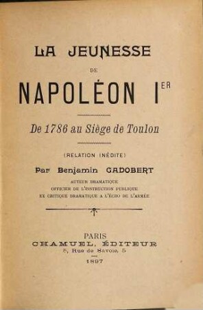 La jeunesse de Napoléon Ier