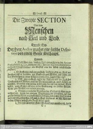 Die Zweyte Section Von dem Menschen nach Seel und Leib
