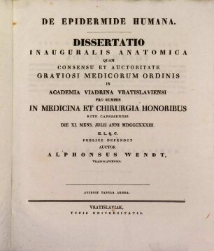 De epidermide humana : diss. inaug. anat. ; accedit tab. aenea