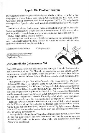 Die Chronik des Johanneums '90