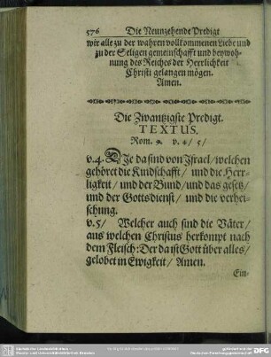 Die Zwantzigste Predigt