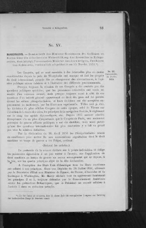 XV. Hanseat. Denkschrift, von Geffcken in Berlin überrreicht