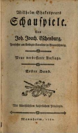 Willhelm Shakespears Schauspiele, 1