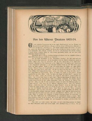 Von den Wiener Theatern 1903/04