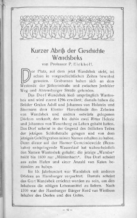 Kurzer Abriß der Geschichte Wandsbeks