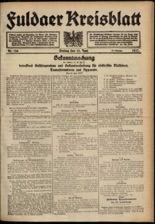 Ausgabe vom Freitag, den 15. Juni 1917.