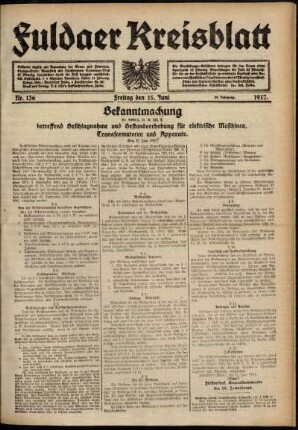 Ausgabe vom Freitag, den 15. Juni 1917.