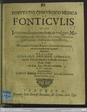 Disputatio chirurgico-medica de fonticulis