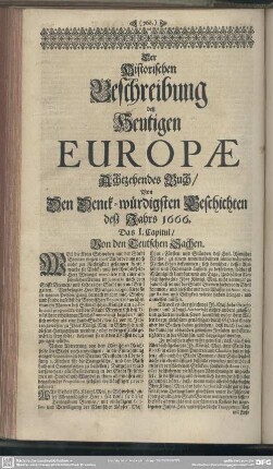 Achtzehendes Buch, Von Den Denck-würdigsten Geschichten deß Jahrs 1666