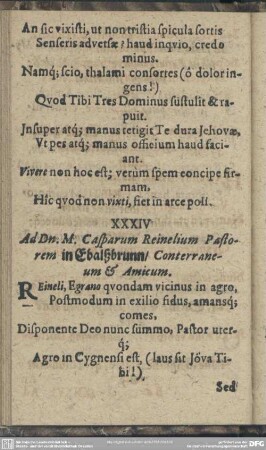 XXXIV. Ad Dn. M. Casparum Reinelium