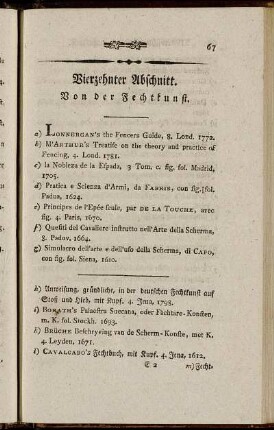 Vierzehnter Abschnitt. Von der Fechtkunst.