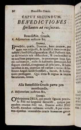 86-160, Caput Secundum. Benedictiones spectantes ad res sacras.