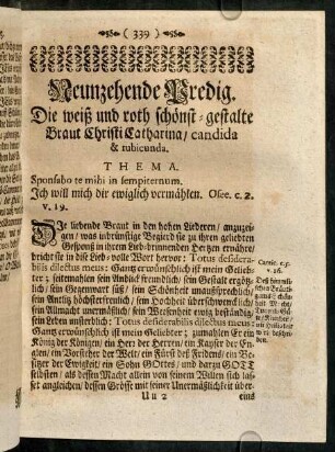 339-359, Neunzehnde Predig.