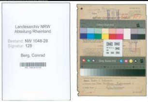 Entnazifizierung Conrad Berg , geb. 07.08.1893 (Postbeamter)