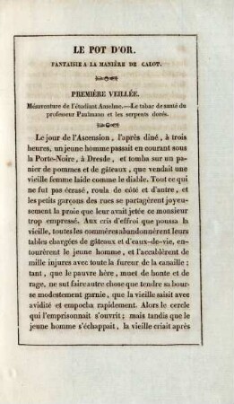 Première veillée. Mésaventure de l‘étudiant Anselme …
