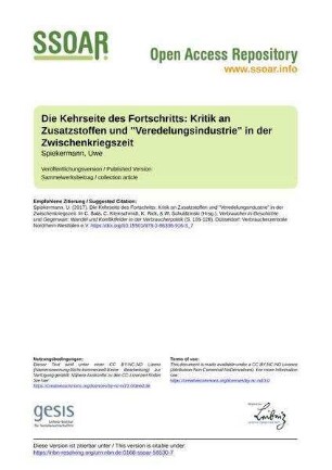 Die Kehrseite des Fortschritts: Kritik an Zusatzstoffen und "Veredelungsindustrie" in der Zwischenkriegszeit