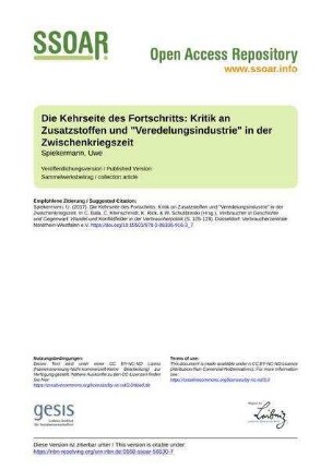 Die Kehrseite des Fortschritts: Kritik an Zusatzstoffen und "Veredelungsindustrie" in der Zwischenkriegszeit
