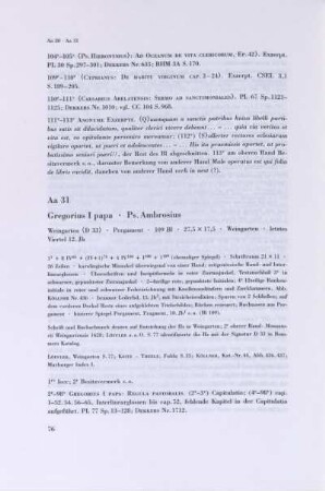 Aa 31. Gregorius I papa, Ps. Ambrosius