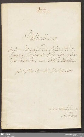 Beschreibung der zu dem Berggebaeude Beschert Glük Fudgrube hintern drey Kreutzen gehoerigen obern Poch- und Stoßheerdwaesche - 18.6002 4.