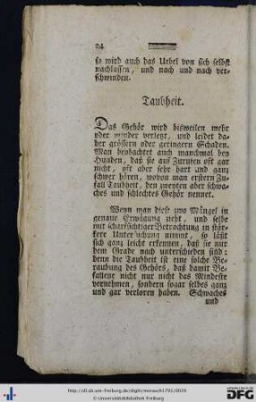 Taubheit.