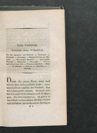 Erste Vorlesung: Schicksale dieser Wissenschaft