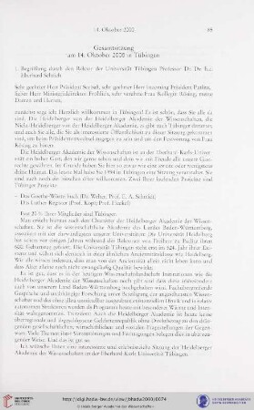 Öffentliche Gesamtsitzung in Tübingen am 14. Oktober 2000