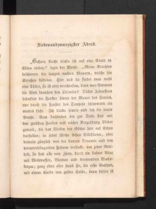 Siebenundzwanzigster Abend.
