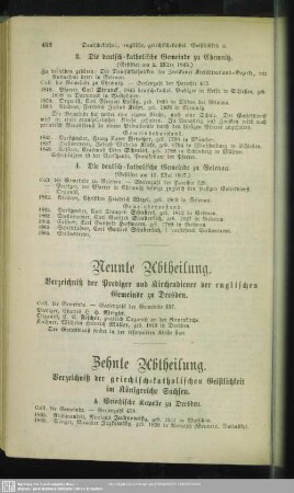 Zehnte Abtheilung. Verzeichniß der griechisch-katholischen Geistlichkeit im Königreiche Sachsen