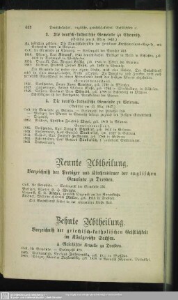 Zehnte Abtheilung. Verzeichniß der griechisch-katholischen Geistlichkeit im Königreiche Sachsen