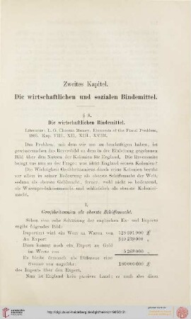 Zweites Kapitel: Die wirtschaftlichen und sozialen Bindemittel