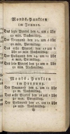 Monds-Punkten im Jenner. - Monds-Punkten im Christmonat.