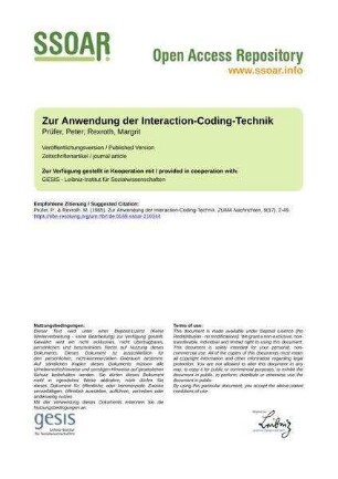 Zur Anwendung der Interaction-Coding-Technik